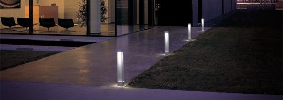 modern house with modern path lights