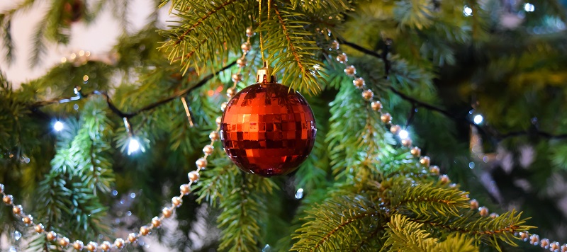 Christmas tree and ball with lights
