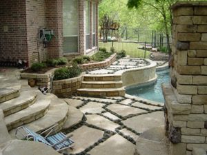 Stone Decking With Grass Between