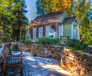 Home Garden with A Bench